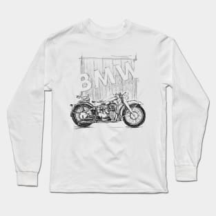 BMW R 12 Army Ink Drawing Long Sleeve T-Shirt